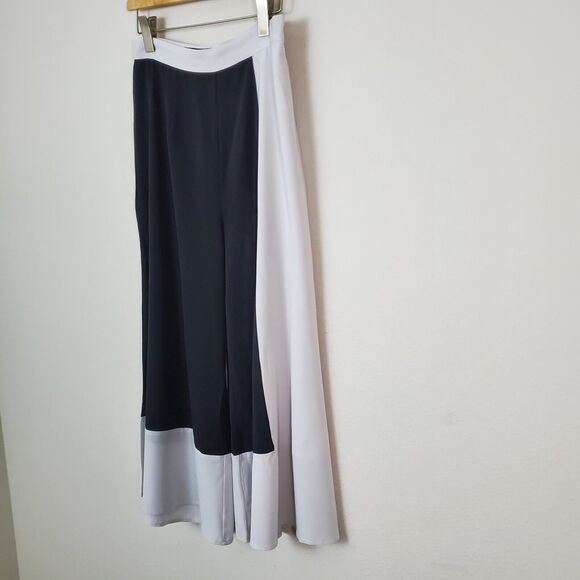 Gabrielle Union Pants Medium Black White Wide Leg Crop New York & Co Avant Garde - Picture 7 of 11